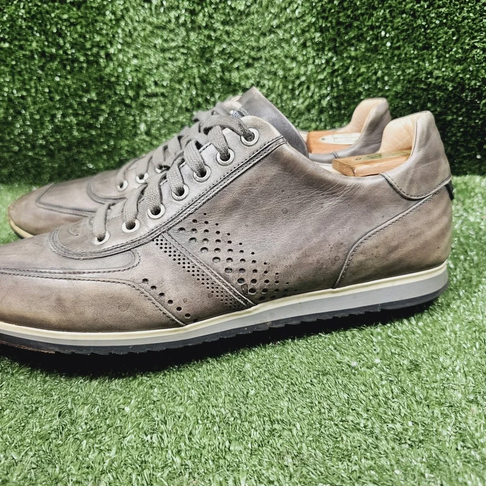 Magnanni Cristian Gray Leather Casual Lace Up Sneakers Mens Size 11 M